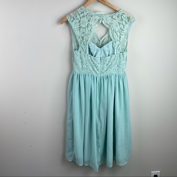 Tevolio Mint Green Lace Chiffon Dress 6 - Picture 9 of 9
